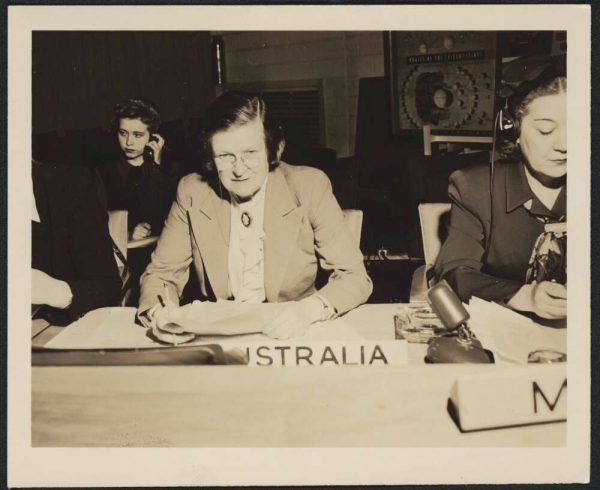 Photograph of Jessie Street representing Australia at the United Nation in 1945.