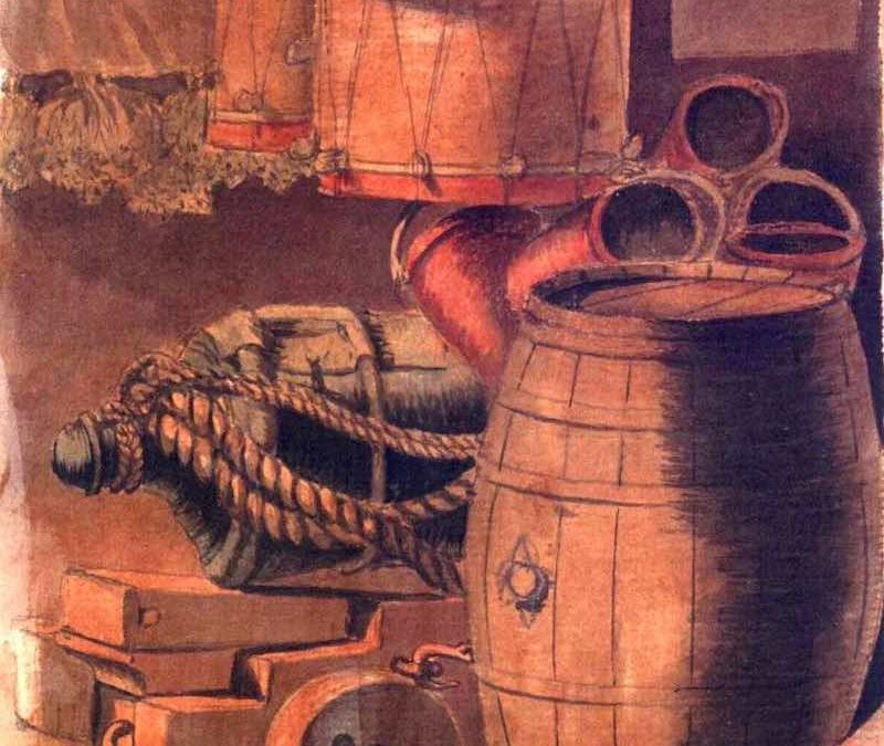 A painting of a canon below the deck of a ship on the RAHS Journal's cover.