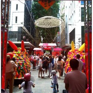 A photograph of the Year of the Rabbit festivities in Chinatown, Sydney.